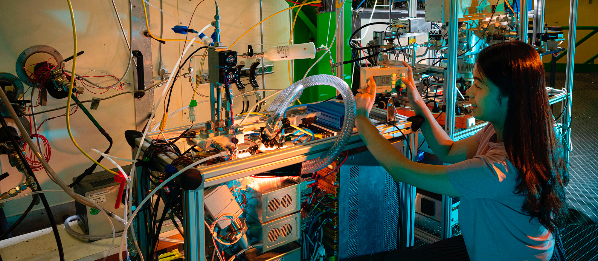 Scientist operating advanced laboratory equipment